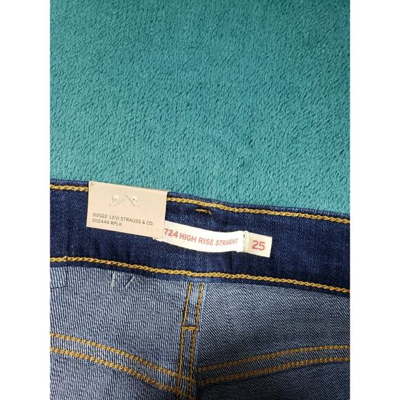 Levis 724 Jeans Size 0 Short Womens Blue Pants Stretch High Rise Straight NWT - Picture 4 of 16